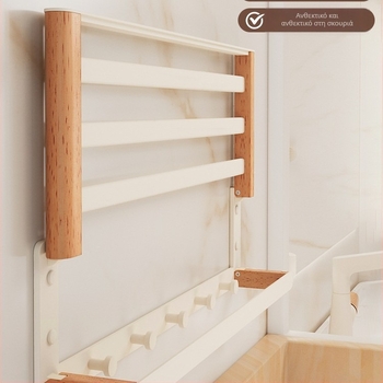 Επιτοίχιο ράφι μπάνιου με δύο επίπεδα και κρεμάστρα πετσέτας, αλουμινίου κράμα, εγκατάσταση χωρίς τρύπες, αποθήκευση και οργάνωση