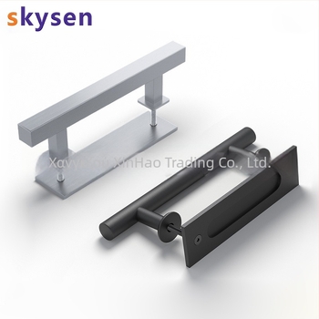 Λαβή πόρτας αχυρώνας, διπλής όψεως, από ανοξείδωτο ατσάλι 304 και χάλυβα άνθρακα, φινίρισμα ηλεκτροστατικής επίστρωσης με υφή γραμμώσεων, για συρόμενες πόρτες