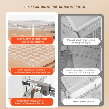 PP κουτί αποθήκευσης, 30–40 L, με ρόδες, φορητό, απλός μοντέρνος σχεδιασμός