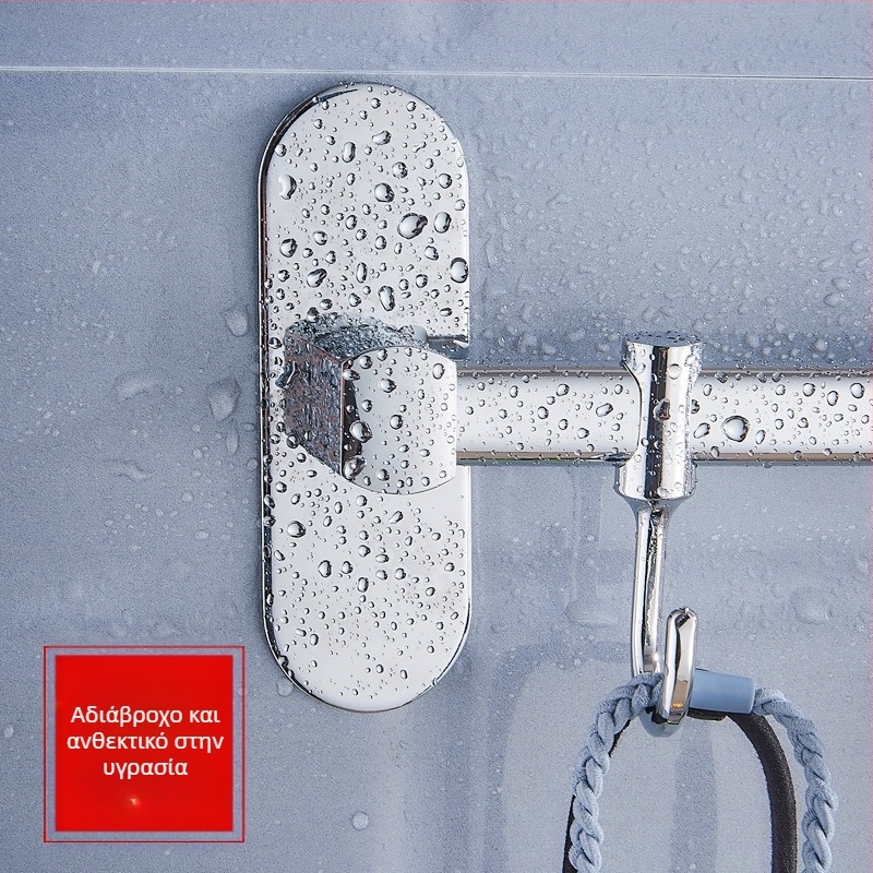 Ράγα πετσετών από ανοξείδωτο ατσάλι, εγκατάσταση τοίχου, χωρίς τρυπήματα, χρωμιωμένη επιφάνεια, με μία ράβδο, χωρητικότητα φόρτωσης 50 kg