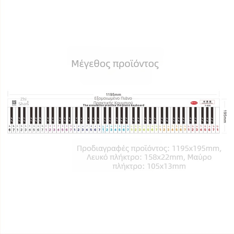 Fingering Sticker για πιάνο με 88 πλήκτρα — 1:1 προσομοίωση δαχτύλων, διάταξη παρτιτούρας, PVC υλικό