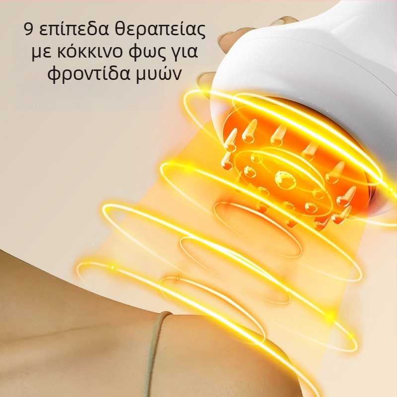 Φορητός ηλεκτρικός μασάζ με βούρτσα μεσημβρινών: θέρμανση και δόνηση, mini συσκευή για κουπινγκ ολόκληρου σώματος, μοντέλο PK690, επαναφορτιζόμενος, μπαταρία 1200 mAh, θερμοκρασία 38–48°C, ABS περίβλημα, μηχανικός έλεγχος