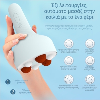 Συσκευή μασάζ κοιλιάς με Bianstone, μάλαξη, ενσωματωμένη μπαταρία λιθίου, έλεγχος με κουμπί, 6 λειτουργίες + κόκκινο φως, βάρος 369 g