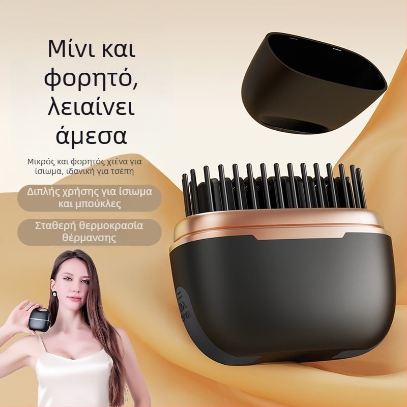 Ασύρματη χτένα ισιώματος και μπούκλας μαλλιών με επίχρισμα τιτάνιο-τουρμαλίνης, 3 ρυθμίσεις θέρμανσης, ισχύς 25W, μπαταρία λιθίου 3,7V