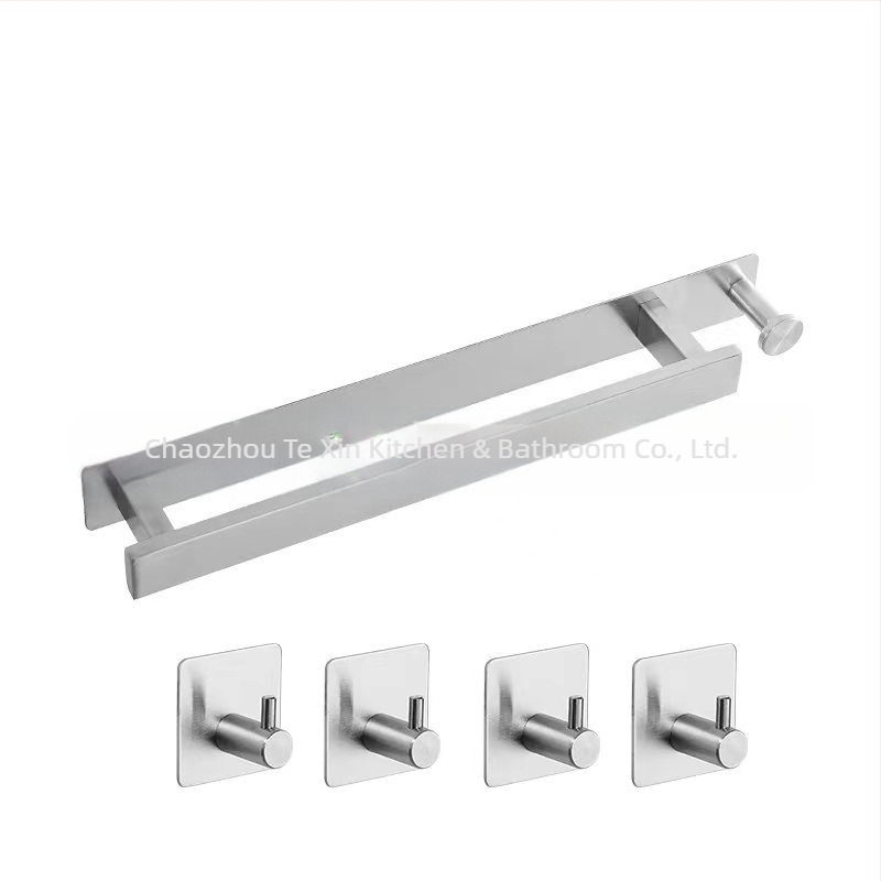 Ράγα πετσετών από ανοξείδωτο χάλυβα, τοίχος χωρίς διάτρηση, μονή μπάρα μπάνιου