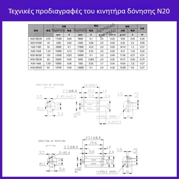 Μικροκινητήρας δόνησης N20, 4,5 V DC, 9600 rpm, 0,2 W, 0,1 A