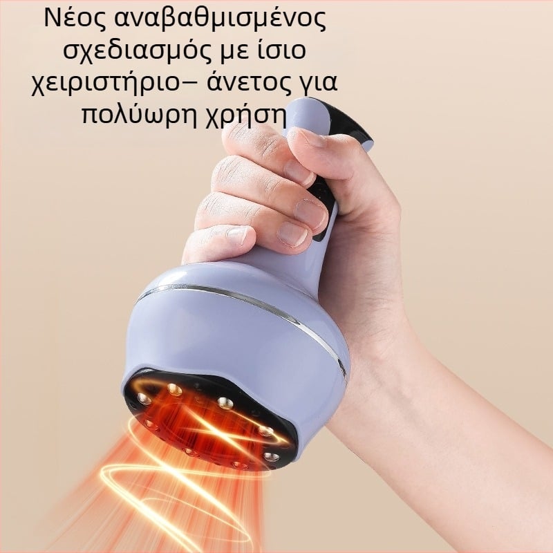 Ηλεκτρική Θερμαινόμενη Βούρτσα Μεσημβρινών για Οικιακή Χρήση, Πολυλειτουργικό Κούπινγκ και Ξύσιμο, Επαναφορτιζόμενη, Ρυθμιζόμενη Θερμοκρασία 36–40°C, Διαρκώς Μεταβαλλόμενη Ταχύτητα, Μοντέλο Bb-005, ABS