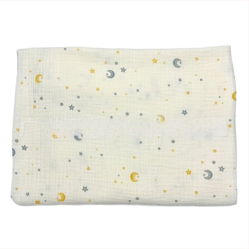 100% βαμβάκι διπλού στρώματος ύφασμα κρεπ με cartoon print αστέρι και φεγγάρι, για βρεφικά ρούχα και κλινοσκεπάσματα, φιλικό προς το περιβάλλον εκτύπωση και βαφή