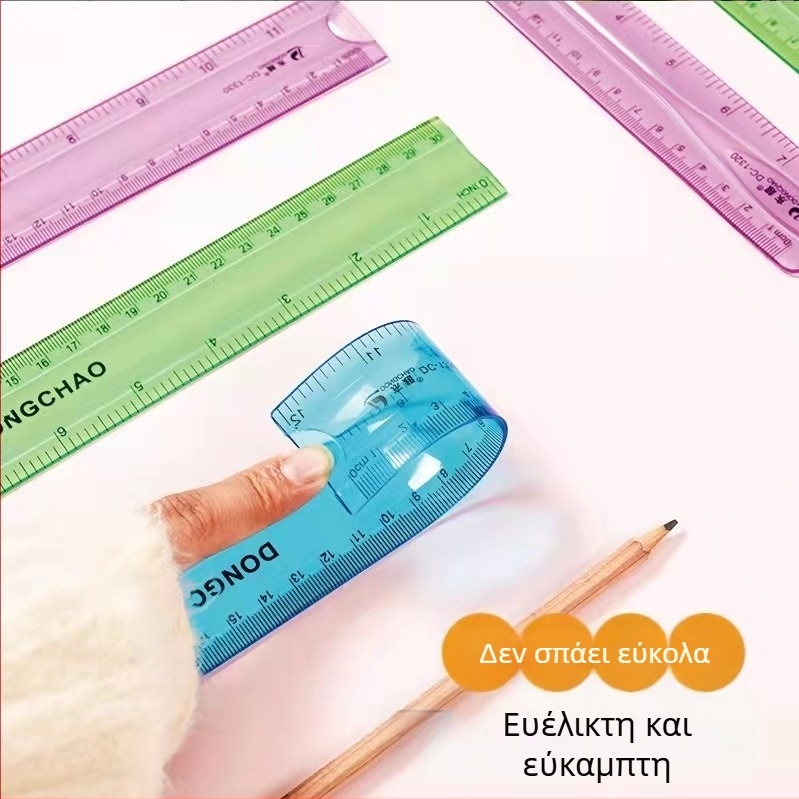 Deli 1415 εύκαμπτος χάρακας, πλαστικός, ευθύγραμμος, με εκτυπωμένο λογότυπο