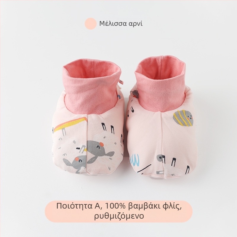 Παπούτσια μωρού από καθαρό βαμβάκι, χειμώνας 2022, cartoon στυλ, μάρκα Muslintree/Cotton Tree; κατάλληλα για βρέφη και νήπια 1–3 ετών