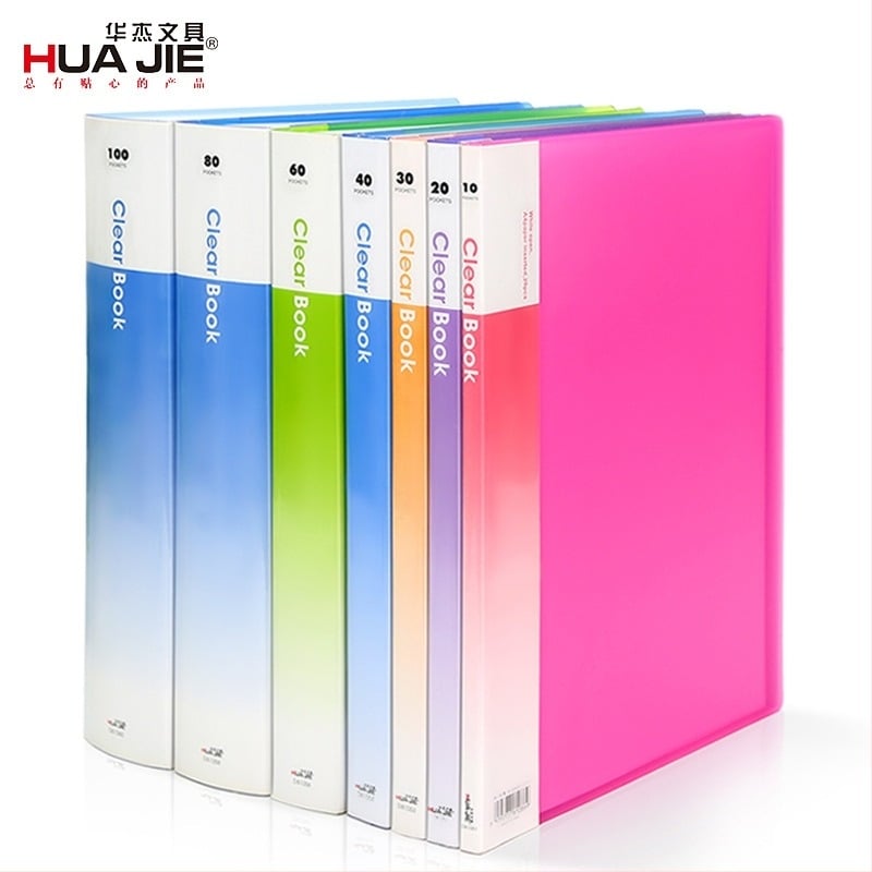 Πλαστικός διαφανής φάκελος με πολύχρωτες θήκες δεδομένων, μοντέλο DB1051-DB1060, πάχος 50, πάχος υλικού 1, λογότυπο τυπωμένο