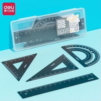 Σετ τρίγωνου χάρακα για μαθητές Δημοτικού, μεταλλικός, με εξατομικευμένη χαρακτική, κράμα αλουμινίου, Α’ και Β’ τάξη