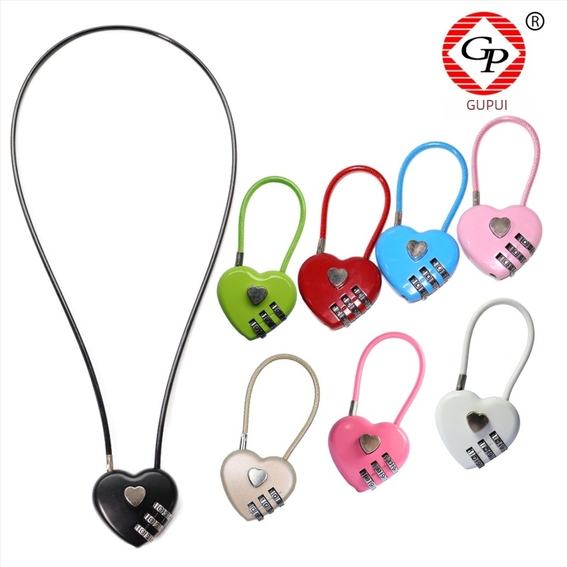 Κλειδαριά καρδιάς με μηχανισμό για τσάντες και αποσκευές - κράμα ψευδάργύρου, μοντέλο 8055, πάχος βραχίονα 3 mm, απόσταση 30 mm