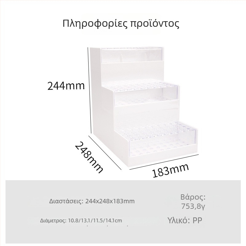 Πλαστικό επιτραπέζιο ράφι επίδειξης με πολυεπίπεδη διάταξη σκάλας, μοντέλο ραφιού έκθεσης, δυνατότητα εκτύπωσης λογότυπου και παραμετροποίησης