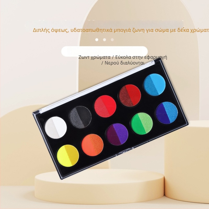 Art plus art Σετ ζωγραφικής για πρόσωπο και σώμα, λάδι και ακουαρέλα με φθορίζοντες χρωστικές; χωρητικότητα 131 g; κουτί με 10 τεμάχια