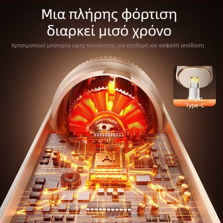 Ανδρικό ηλεκτρικό ξυριστικό με κινητήρα χωρίς ψήκτρες, κεφαλή με τρεις δακτυλίους και 18 λεπίδες, USB‑C γρήγορη φόρτιση, ενσωματωμένη μπαταρία 500–800 mAh, αυτονομία άνω των 60 λεπτών