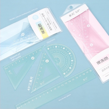 Πλαστικό σετ σχεδίου με χάρακα, τρίγωνο και γωνιόμετρο – Fire Waugh Μοντέλο 2800, 53 g