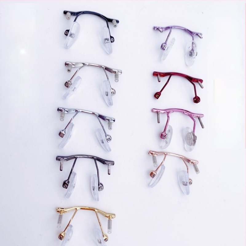 Αλουμινένιο μεσαίο τμήμα γέφυρας μύτης για γυαλιά χωρίς σκελετό, βίδα 1.8 με ελαστικό πώμα, συμβατό με σχέδιο με μία οπή και με διπλή οπή