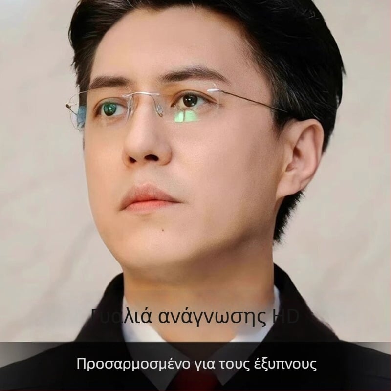 Γυαλιά χωρίς σκελετό για άνδρες με πρεσβυωπία, κατάλληλα για μεγάλο πρόσωπο, διόρθωση μυωπίας, φακοί PC, ασφαιρικοί, αντιμπλε φως, UV προστασία