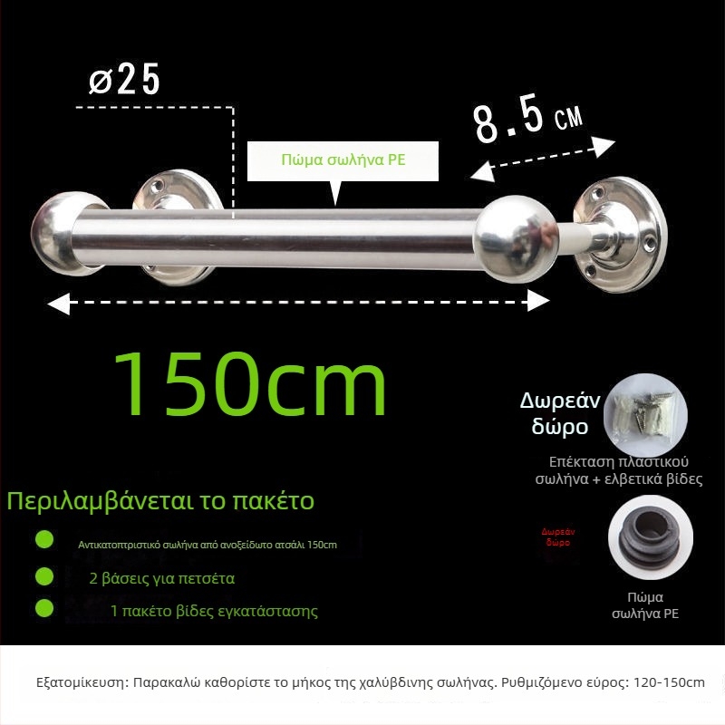 Ράγα πετσετών από ανοξείδωτο χάλυβα 304, παχύτερη και επεκτεινόμενη, για μπάνιο, CE πιστοποίηση, μονή ράβδος, μάρκα Kuyi