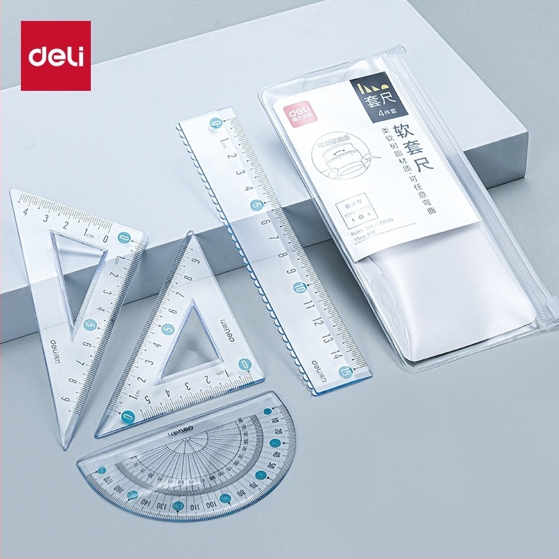 Deli μαλακός πλαστικός χάρακας για μαθητές, πολυλειτουργικός σετ σχεδίασης και μέτρησης γωνιών