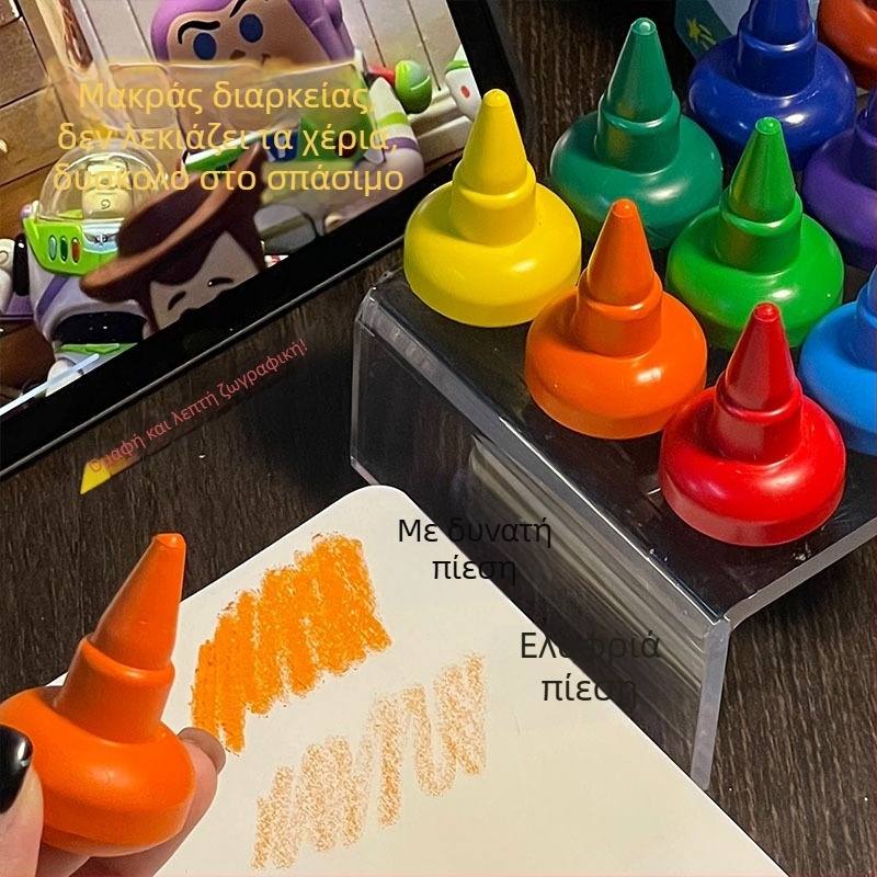 Παιδικά κραγιόνια δακτύλων για ζωγραφική, περίβλημα από πλαστικό και χαρτόνι, εκτύπωση λογότυπου διαθέσιμη, δυνατότητα προσαρμογής, καθαρό βάρος 0,07 kg