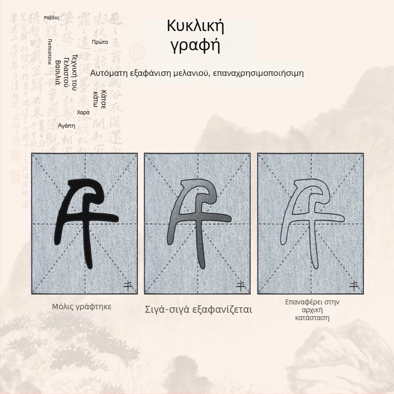 Σετ εξάσκησης καλλιγραφίας: Seal Script γραμματοσειρά, βίντεο καθοδήγησης με συγχρονισμένες γραμμές και ριζώματα, ύφασμα για γραφή με νερό, σετ πινέλων