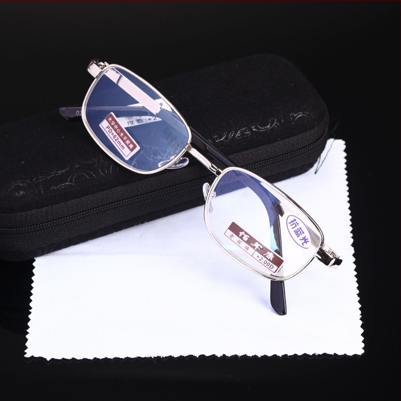 Γυαλιά ανάγνωσης με μεταλλικό πλαίσιο και φακούς ρητίνης, προστασία από μπλε φως, τετράγωνο πλήρες πλαίσιο, unisex, συμβατό με μυωπία