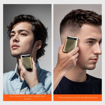 RUIBO Ηλεκτρικό Κουρευτικό-Ξυριστικό με Πλωτή Κεφαλή και 2 Λεπίδες, Υγρή/Ξηρή Χρήση, Μπαταρία 90+ Λεπτών, Φόρτιση 2 Ωρών