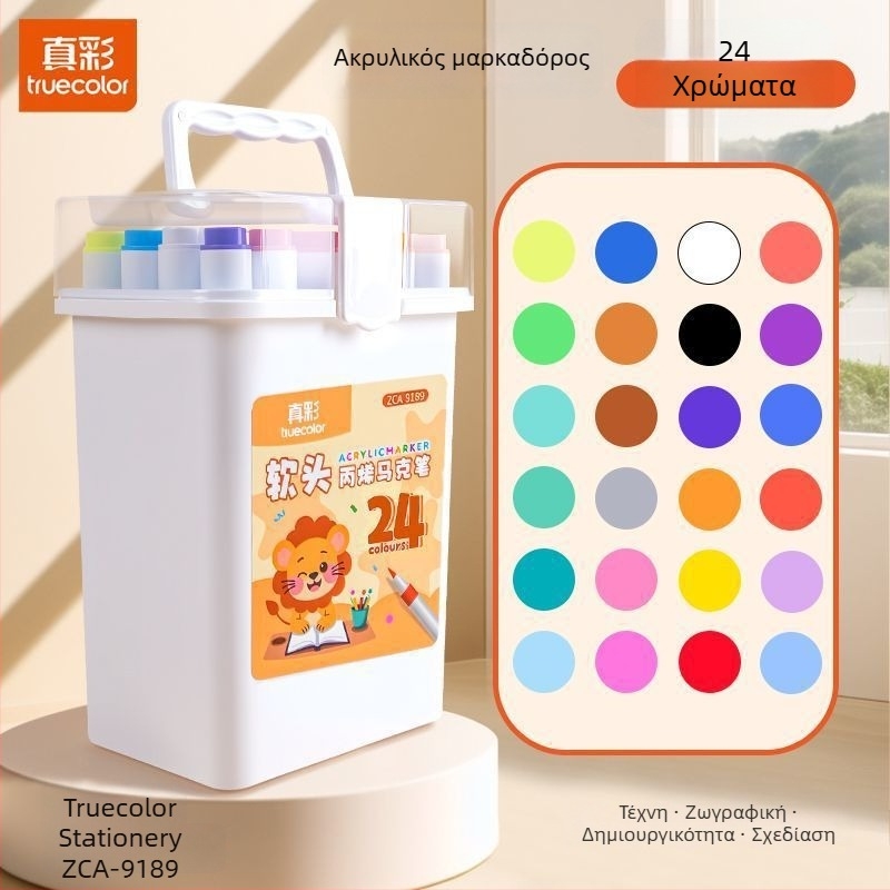 True Color Ακρυλικός μαρκαδόρος με μαλακή μύτη για τέχνη, μεγάλη χωρητικότητα, βασική συσκευασία