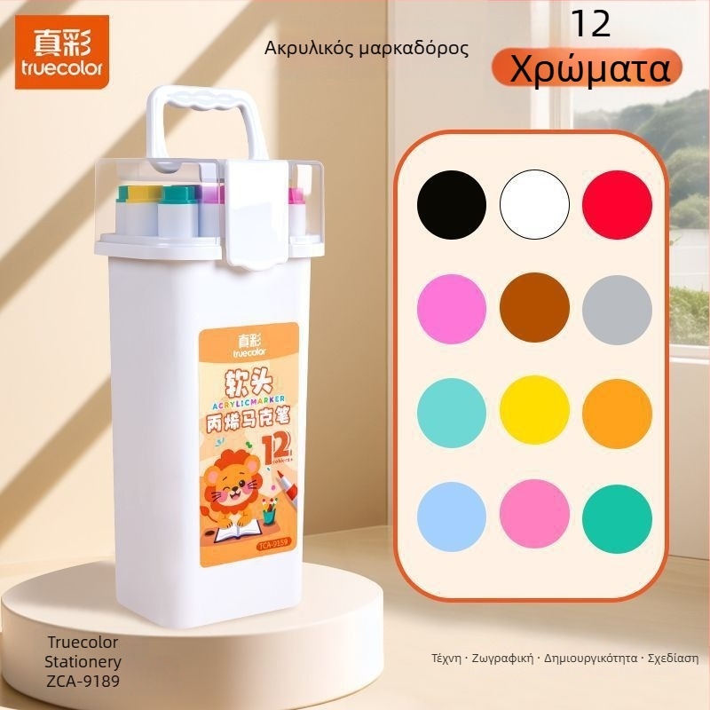 True Color Ακρυλικός μαρκαδόρος με μαλακή μύτη για τέχνη, μεγάλη χωρητικότητα, βασική συσκευασία