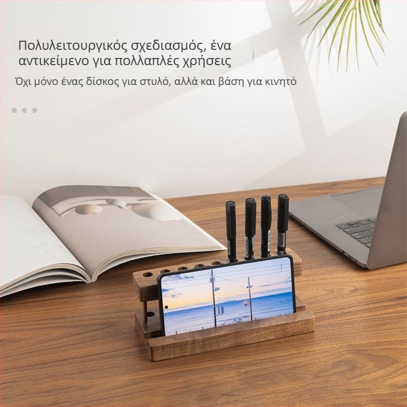 Ξύλινος δοχέας για στυλό και βούρτσες, ράφι αποθήκευσης για τελετή τσαγιού — Μοντέλο 8044; Υλικό: Ξύλο; Κατάλληλο ως δώρο: Γενέθλια, Απονομή βραβείου