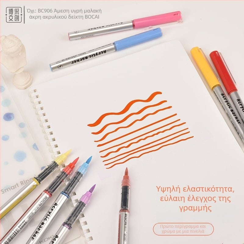 Μαρκαδόρος Bocai Direct Liquid Acrylic με μαλακό άκρο — αδιάβρονο μελάνι, εύχρηστος, κατάλληλος για φοιτητική ζωγραφική, δημιουργεί έντονες γραμμές
