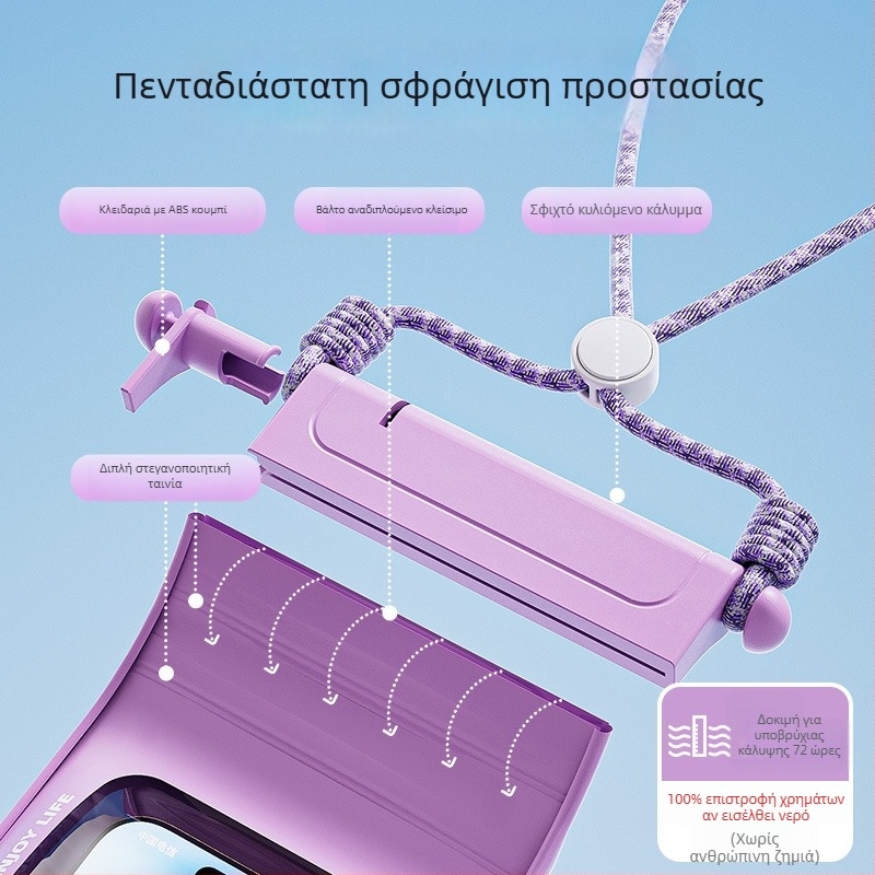 Αδιάβροχη θήκη κινητού με παράθυρο αφής για κολύμβηση και ράφτινγκ, διαφανές σφραγισμένο σακίδιο για υποβρύχιες λήψεις