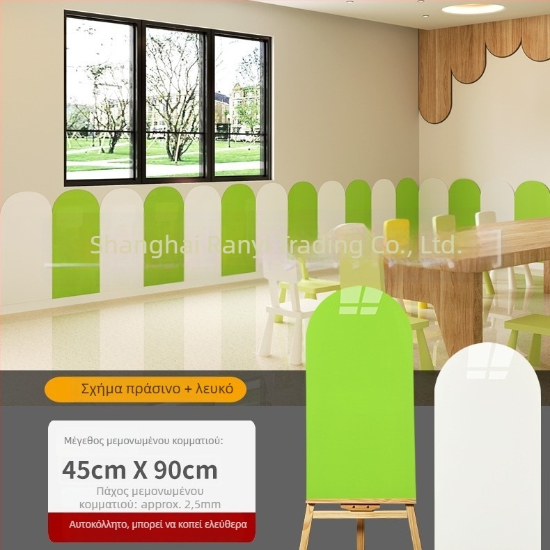 Αυτό-κολλητά διακοσμητικά πάνελ τοίχου για διαδρόμους νηπιαγωγείου, τόξου σχήματος προστασία από κρούσεις, εμφάνιση κεραμικών πλακιδίων, παχυσμένο. Υλικό: PET; Λειτουργίες: αδιάβροχο, υγρασία, ηχομόνωση, αντοχή σε λεκέδες; 1 τεμάχιο.