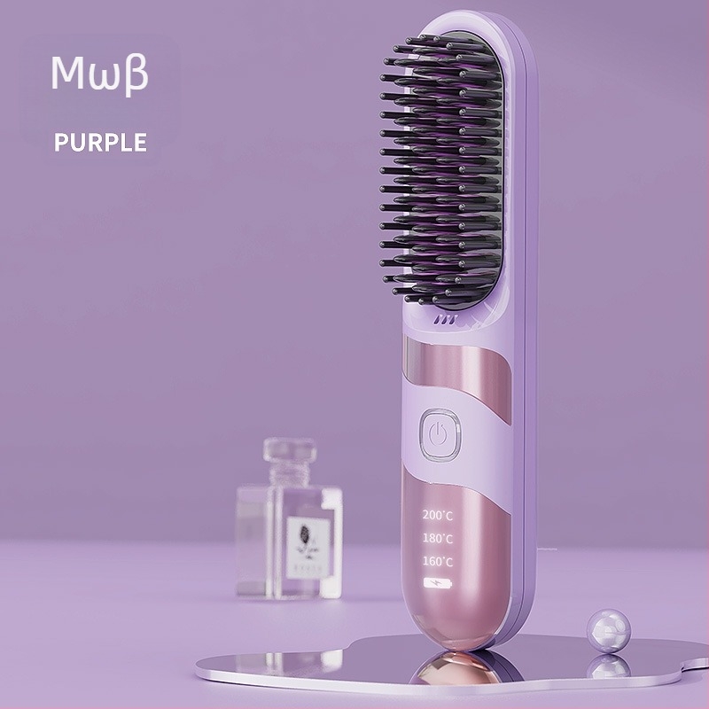 Ασύρματος τουρμαλινιο-κεραμικός χτένας ισιώματος και μπούκλας μαλλιών, διπλής χρήσης, 3 ρυθμίσεις θέρμανσης, 30W, οθόνη LCD