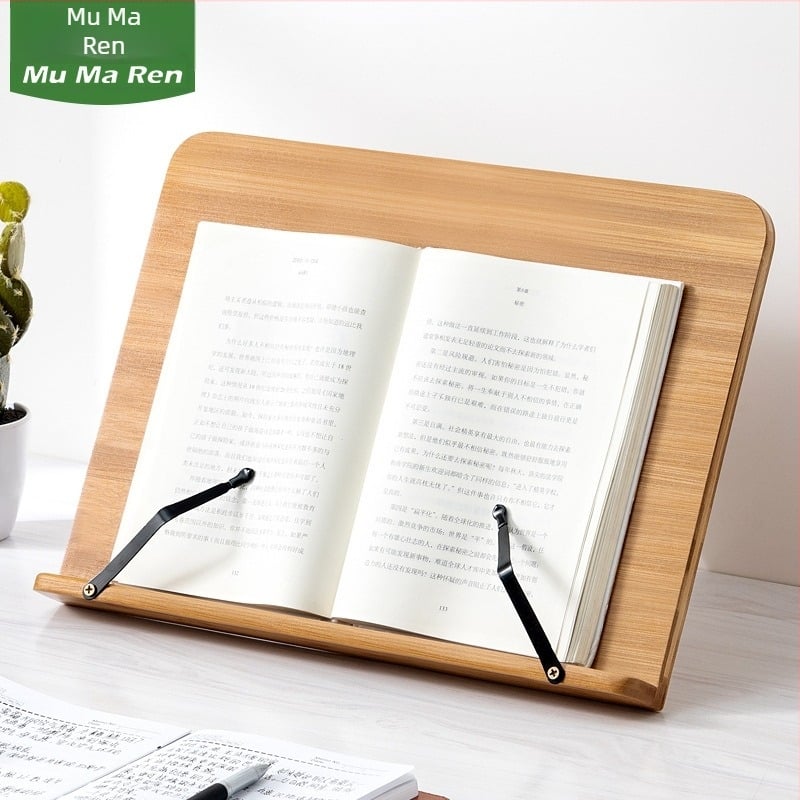 Επιτραπέζιο βιβλιοστάτης για φοιτητές και παιδιά, μπαμπού κατασκευή, ρυθμιζόμενο ύψος, μοντέλο 2521YDJ, μοντέρνο μινιμαλιστικό στυλ.