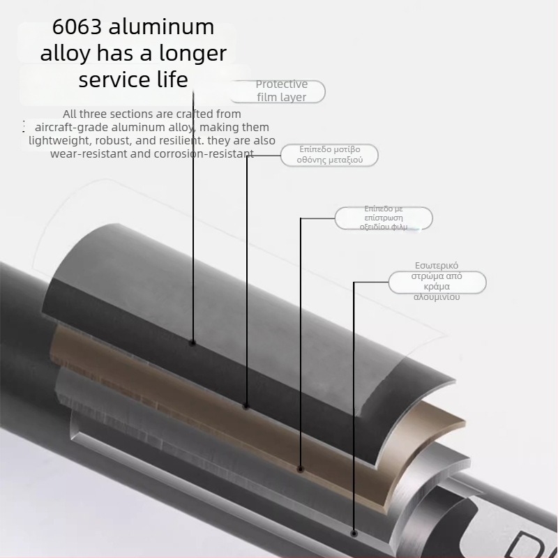 Unisex αλουμινίου τηλεσκοπικά μπαστούνια πεζοπορίας με εξωτερικό κλείδωμα, 400 g, άκρη από βολφραμικό ατσάλι, ευθεία λαβή