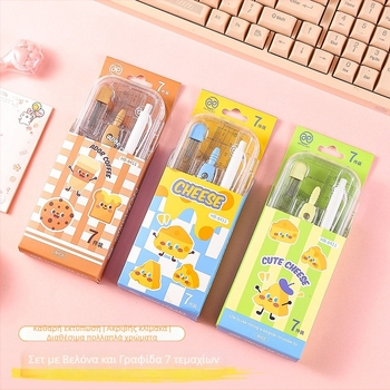 Σετ 7 τεμαχίων διαβήτης και χάρακας για μαθητές (Μάρκα Wooden grid, Μη ηλεκτρικό, Χωρίς έγκριση IP, Προσωπικό δώρο)