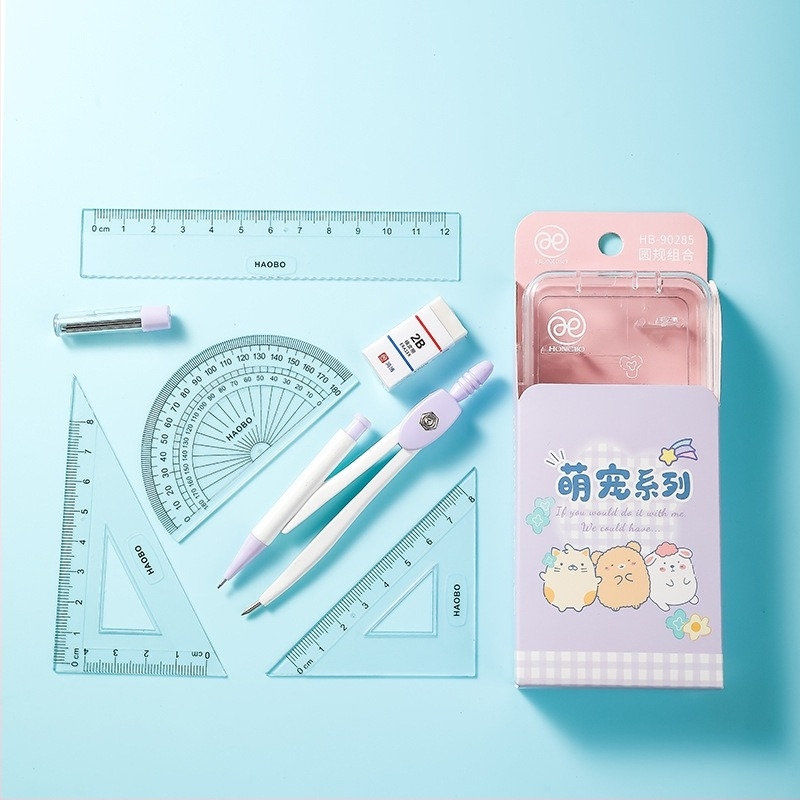 Σετ 7 τεμαχίων διαβήτης και χάρακας για μαθητές (Μάρκα Wooden grid, Μη ηλεκτρικό, Χωρίς έγκριση IP, Προσωπικό δώρο)