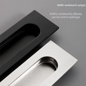 Κρυφή λαβή από ανοξείδωτο χάλυβα για συρόμενη πόρτα, ενσωματωμένη, υφή φινιρίσματος, μοντέρνος μινιμαλισμός
