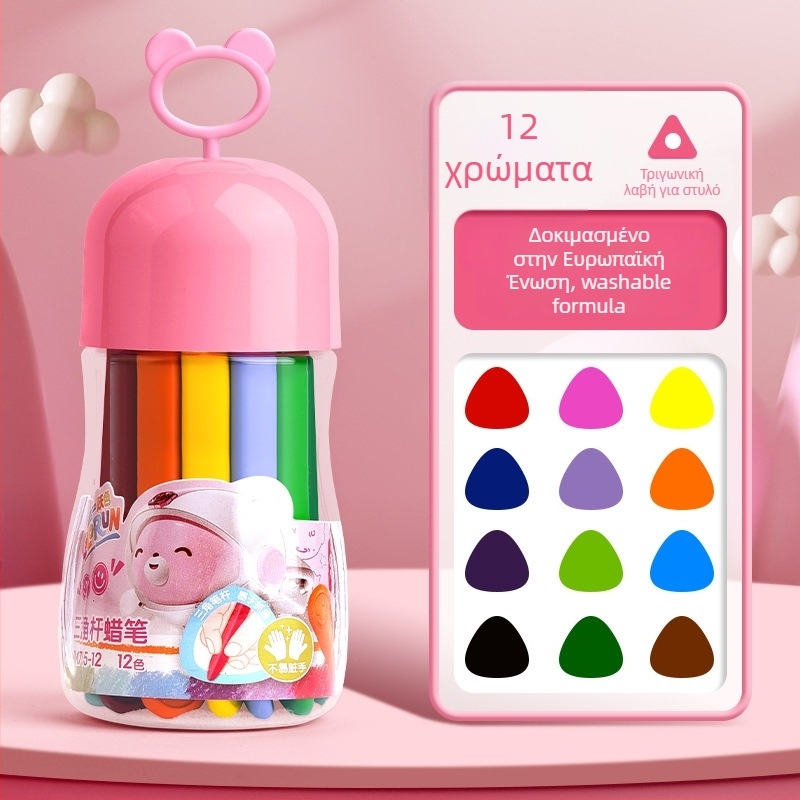 Deli HM715 Πλαστικά Κραγιόν – μη τοξικά, κύκλος κεφαλή, πλαστικό σώμα, σειρά Mengyi Aerospace, για παιδική τέχνη