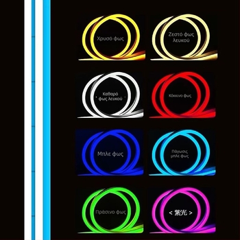 Σιλικονούχα αδιάβροχη νεον LED λωρίδα για εξωτερικές πινακίδες, είσοδος 12V, Cree 5630 LED