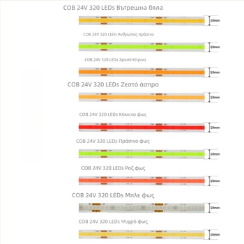 Cob LED ταινία με 320 LED, είσοδος 5V, αδιάβροχη, ρυθμιζόμενη φωτεινότητα μέσω USB ελέγχου για εσωτερικό φωτισμό