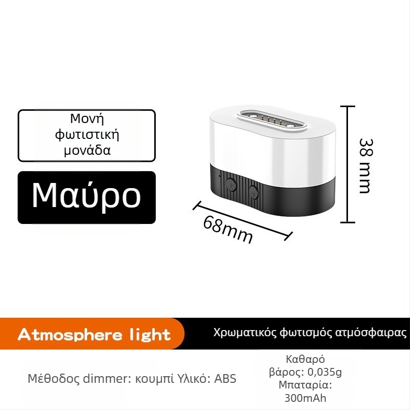 Νυχτερινό φως με ενσωματωμένη μπαταρία και LED, γεωμετρικός 3D σχεδιασμός από ABS, διαστάσεις 38×68×40 mm