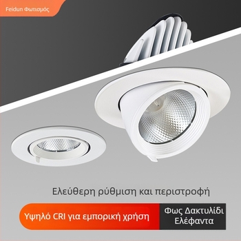 LED ενσωματωμένο φωτιστικό οροφής, ρυθμιζόμενη γωνία, αντι-ανακλαστικό, φωτισμός που καλύπτει τον τοίχο, αλουμινένιο περίβλημα, CRI ≥90, 220V