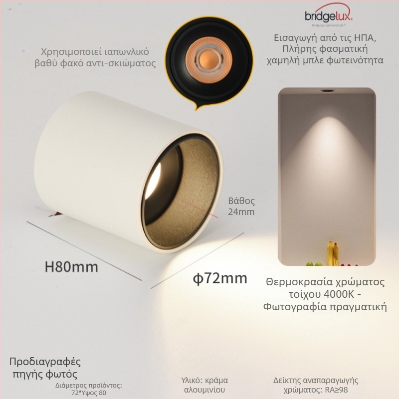 LED downlight επιφανειακής εγκατάστασης, 6-10W, 220V, CRI ≥90