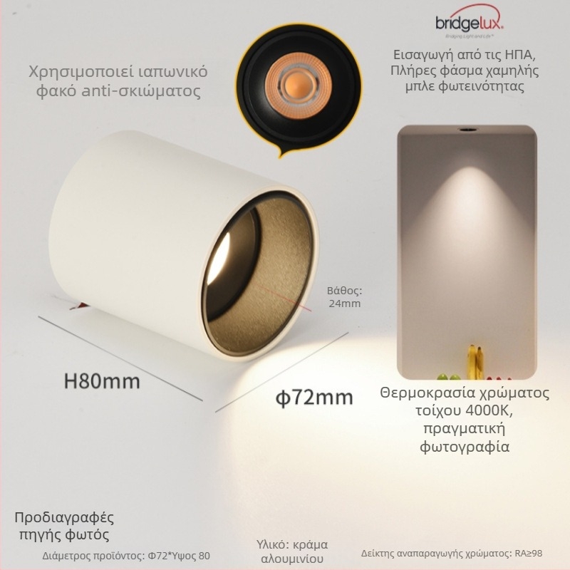 LED downlight επιφανειακής εγκατάστασης, 6-10W, 220V, CRI ≥90