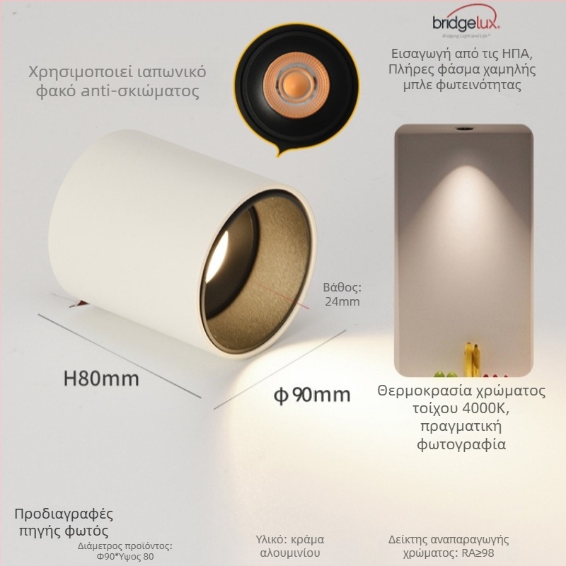 LED downlight επιφανειακής εγκατάστασης, 6-10W, 220V, CRI ≥90