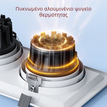 Ορθογώνιο εντοιχιζόμενο φωτιστικό LED με σχάρα οροφής, διπλής κεφαλής downlight, αλουμινένιο περίβλημα, 220V, CRI ≥95, μη έξυπνος έλεγχος